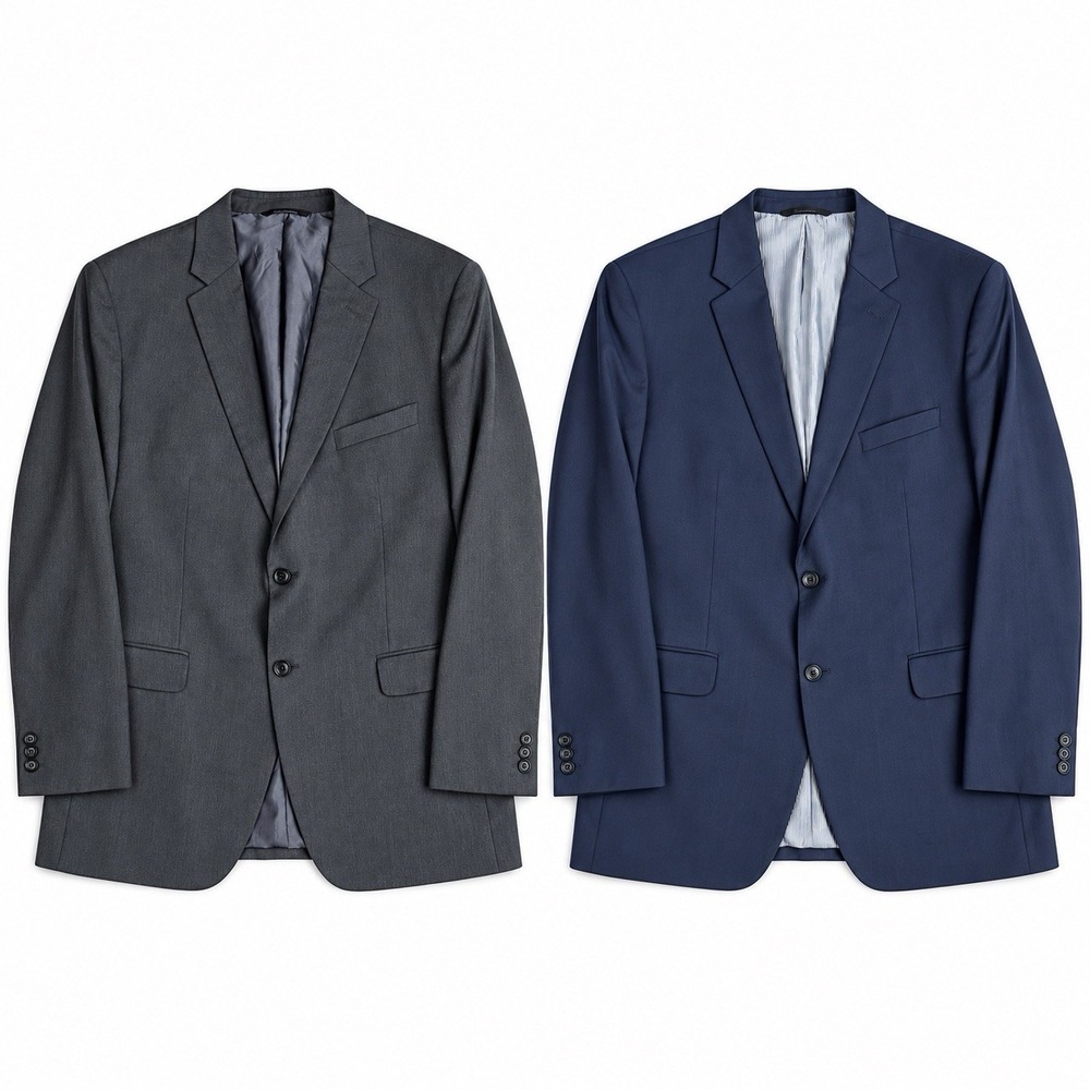 Lot of 2 Banana Republic Lanificio Cerruti Blazers 44R Navy Charcoal 100% Wool